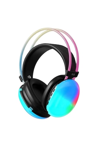 Pg580 Rgb Led Işıklı Bluetooth Kulaküstü Kulaklık Şarjlı Dahili Mikrofonlu Kablosuz Kulaklık Hafıza Kartı Ve 3.5mm Jack Girişli Mp3 Çalar