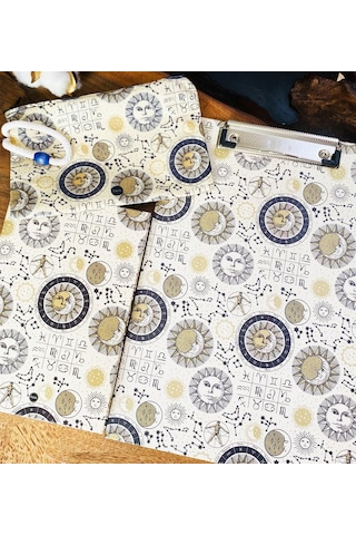 Tarot Ay Ve Güneş Tasarımlı Sekreterlik Defter Ve Kalemlik Kırtasiye Seti 2871