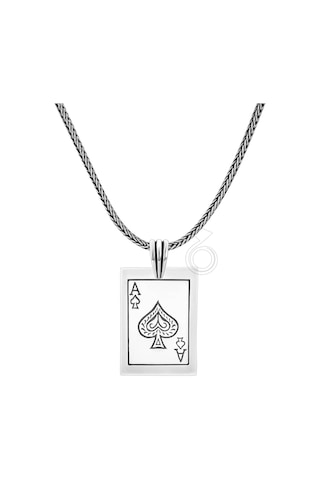 925 Ayar Gümüş Maça Ası Tasarım Erkek Kolye Gümüş