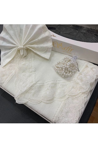 Linen Jute Simli Keten Masa Örtüsü Takımı