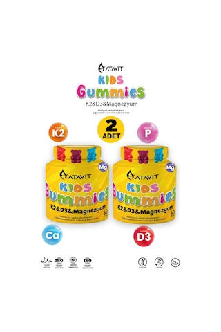 Atavit Kids D3 K2 Magnezyum 60 Gummies 2 Adet