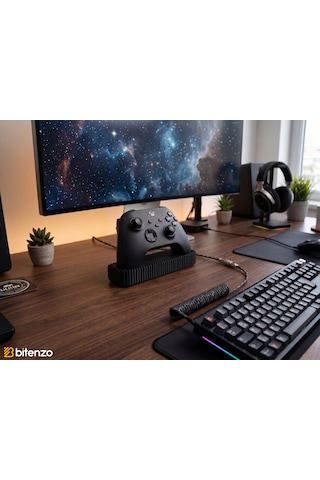 Izgara Tasarım Masaüstü Oyun Kolu Standı, Gamepad Tutucu - Siyah