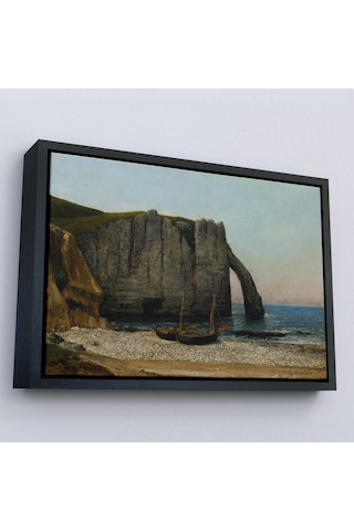Çerçeveli Gustave Courbet - Etretat Kayalıkları Tablosu-7073