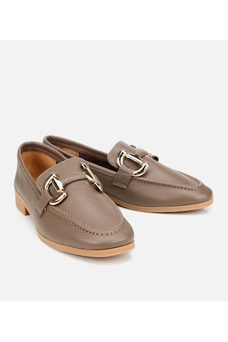 Hotiç Kadın Deri Vizon Tokalı Klasik Loafer 01ayh312390a450 VIZON