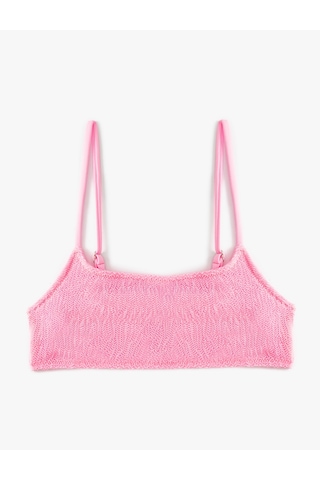 Koton Dokulu Bikini Üstü İnce Askılı Pedli Pembe 4sak10153mm Gül
