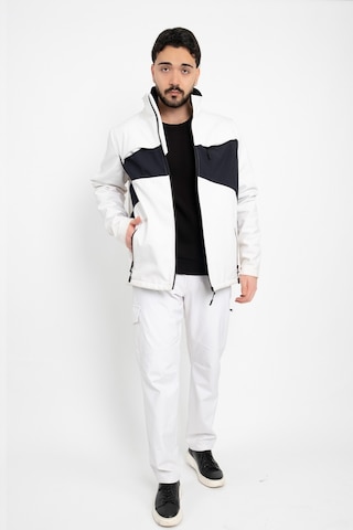 Dasüniforma Softshell Polarlı Geçirmez İkili Takım Pantolon Ve Mont Su Ve Rüzgar Geçirmez Kışlık Unisex Takım Beyaz