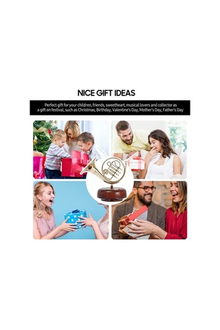 Ulzyvf Doğa Müzik Kutusu - Pirinç Üflemeli Çalgı Minyatürü Korno, Trompet Veya Saksafon Seçenekli - Mekanik Kurmalı Müzik Kutusu