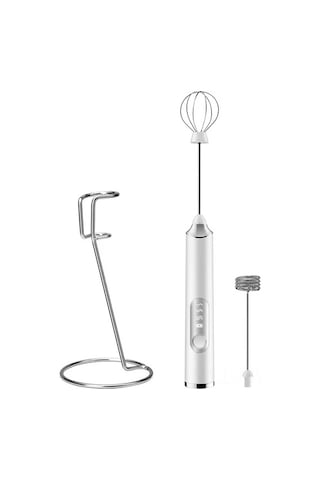 Moveevo Umee Beyaz Dikey Süt Köpürtücü Seti: Evdeki El Tipi Elektrikli Mikser İle Kahve, Çikolata Ve İçeceklerde Pürüzsüz Köpük Diğer