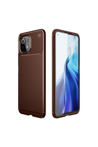 Xiaomi Mi 11 Lite Kılıf Zore Negro Silikon Kapak Kahverengi