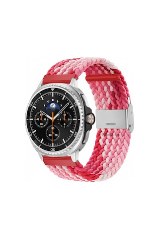 Samsung Galaxy Watch 8 40mm / 44mm / 46mm Classic Uyumlu Metal Clips Kumaş Örgü Akıllı Saat Kordon