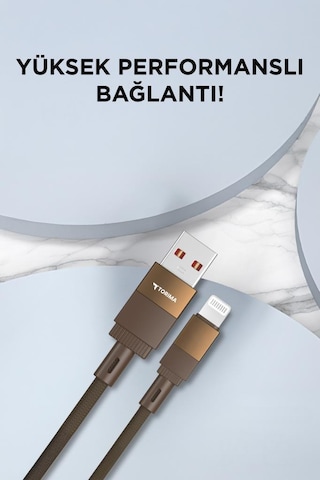 Torima U18 Usb İle Lightning Şarj Ve Data Kablosu Kahverengi