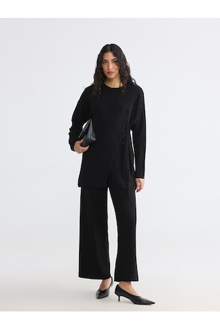 Lcw Modest Siyah Bisiklet Yaka Kadın Triko Tunik