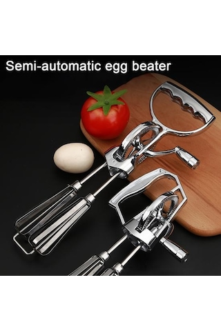 Paslanmaz Çelik Manuel Yumurta Çırpıcı Mikser Çift Kafa El Döner Çırpma Blender Ergonomik Sap Temizlemesi Kolay Mağaza Çok Yönlü Mutfak Aleti Gümüş