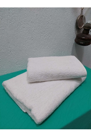 Mef Collection Banyo Havlu Seti Orta Boy Beyaz 2'li