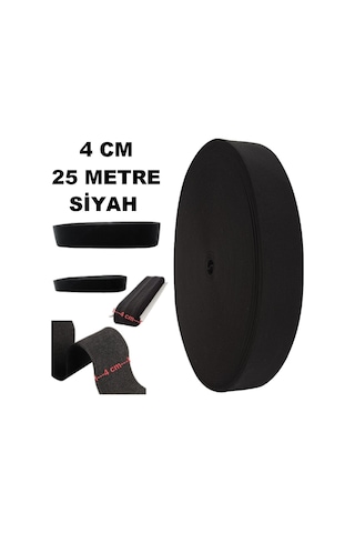 Çamaşır Don Etek Bel Paça Bebe Lastiği Yassı Yumuşak Bel Lastik 25 Metre Siyah-4 Cm
