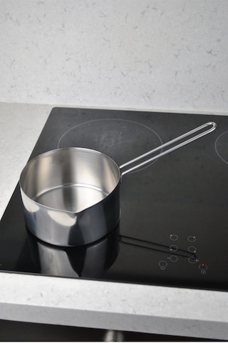 1 Adet 16 Cm Paslanmaz Çelik Kaçerola Sütlük Ve Sosluk 16x8 Cm Mini Yumurta Tavası Metalik Füme