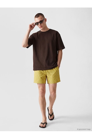 Lcw Swımwear Sarı Kısa Desenli Erkek Deniz Şortu