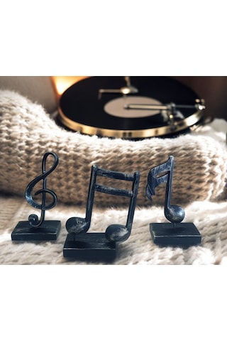 10cm-20cmlik Kırılmaz Polyester Siyah Renk,nota Desenli Biblo