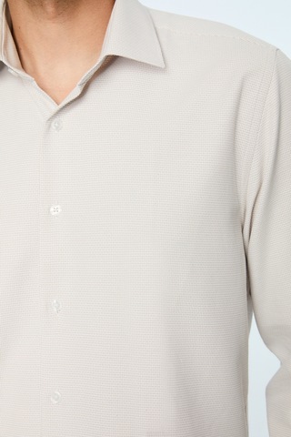 Morven Erkek Bej Polyester Trend Desenli Dynamic Fit Sert Yaka Gömlek 26mc004071653 Bej