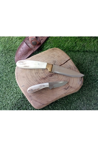 Tctknives El Yapımı Av Kamp Kılıflı Bıçak002 Krem