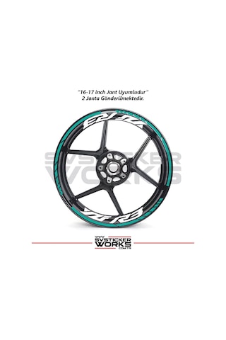 Yamaha Yzf-r3 Yazılı Jant Sticker Dış Ve İç Set Sticker Jant Şeridi Turkuaz