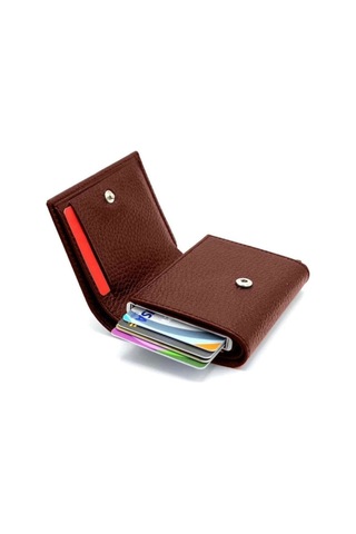 Suni Deri Erkek Mekanizmalı Bordo Kartlık Cüzdan Portföy Bordo