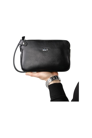 Mft Leather Hakiki Deri Unisex El Çantası Moon Bag 4381 Napa Siyah