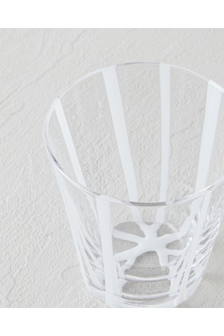 English Home Stripe Cam El Yapımı Bardak 240 Ml Beyaz