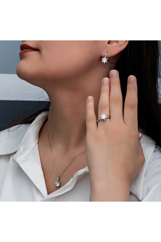 Casera's Gümüş Çiçek Desenli Kadın Set Csr2185267 Gümüş