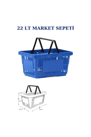 1 adet 22Litre Market ve Alışveriş Sepeti, Saplı Market Sepeti M