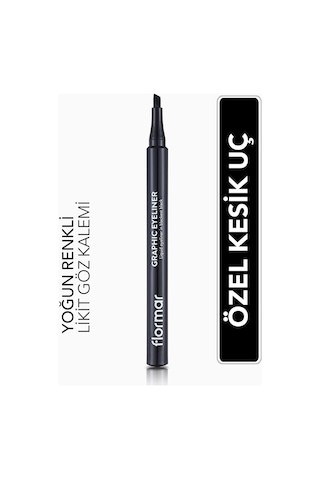 Flormar Kesik Uçlu Grafik Göz Kalemi (Siyah) - Graphic Eyeliner - 001 Black - 8690604478507