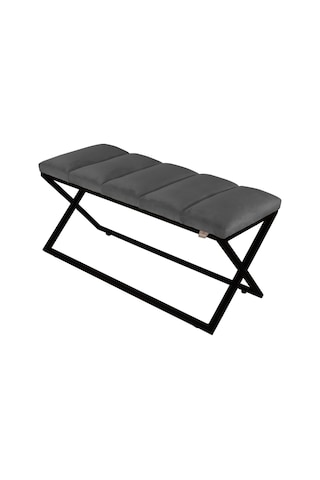Varcera Black- Gri Dilimli Model Puf & Bench & Koltuk & Oturma Bankı & Yatak Odası Önü