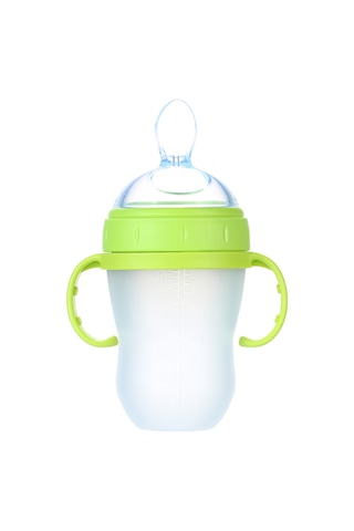 Yaozixa Yeşil 240ml Gn033 Bebek Aşı Botu, Silikon Kelebek Kaşığı İle Leakproof, Toksik Olmayan, Taşınabilir Bebek Yemek Botu