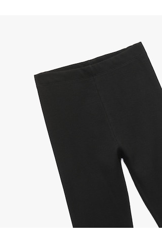 Koton Beli Lastikli Kaşkorse Pamuklu Ribanalı Basic Tayt Siyah 6wkg40017ak Siyah