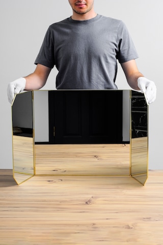 Makyaj Aynası Masaüstü Büyük Pirinç Gold 100x45cm Gold