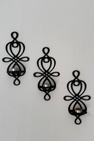 3 Lü Ahşap Duvar Mumluk Seti