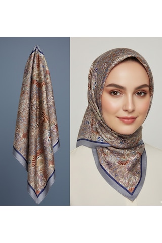 Efsun Desen 90x90cm Eşarp/fular Gri