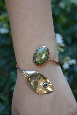 Stoneage Jewellery Unakit Taşlı Tasarım Bileklik Bronz