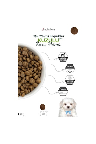 Anatolian Premium Mini Puppy Kuzulu Küçük Irk Yavru Köpek Maması 2 x 2 KG