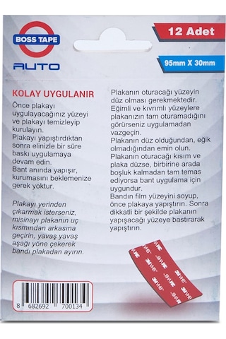Boss Tape Plaka Yapıştırma Bandı - 3m