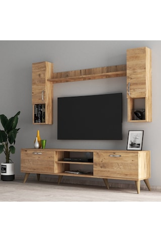 Mega 180 Lik Kapaklı Raflı Tv Ünitesi Çam - Tvu0202