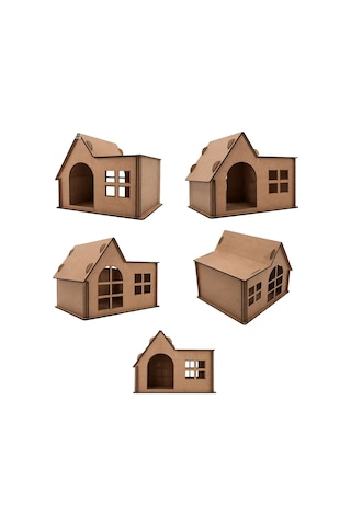 Tr Alg Wood Design Hamster Evi 8 Parça Mdf Ahşap Hamster Yuvası 27 23 22 Cm