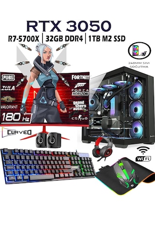 Apphirex Rebirth X35 R7-5700X 32 GB 1 TB M.2 RTX3050 6 GB 24'' W10P Masaüstü Oyuncu Bilgisayarı
