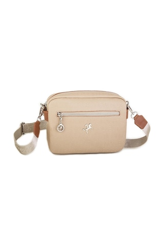 Nas Bag Kadın Çapraz Çanta Mini Cüzdanlı Ayarlanabilir Askılı Vizon Taba Gofraj Kum