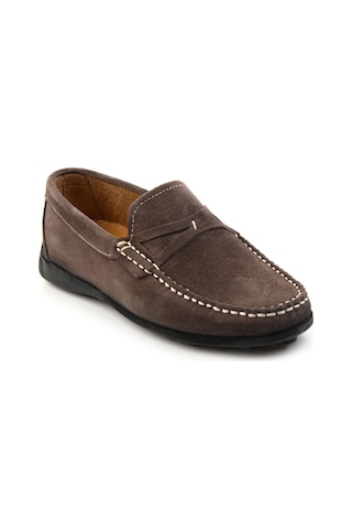 Bambi Vizon Hakiki Deri Erkek Loafer Ayakkabı E01557255502 Vizon