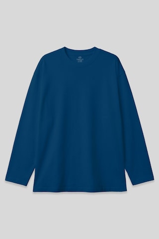 Tommylife İndigo O Yaka Rahat Form Battal Büyük Beden Uzun Kollu Erkek T-shirt - 88107 İndigo