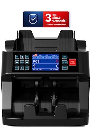 Mixpro 130 Profesyonel Üstten Beslemeli 9 Ülke Karışık Sayım Para Sayma Makinesi Çift Cıs Sensörlü