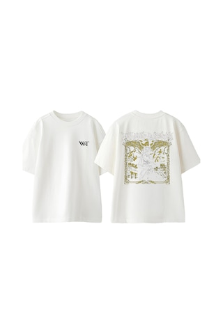 Thewert Julius Caesar Tasarım Sırt Baskılı Pamuk Beyaz Oversize T-shirt