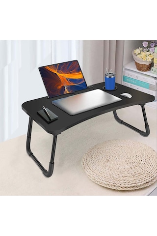Konfeksiyon-Market Yatak Koltuk Üstü Laptop Tablet Sehpası Katlanır Siyah Ayaklı