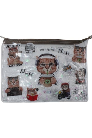 Vuki A4 Sulu Fermuarlı Şeffaf Dosya Vk-0073-08 Kedi